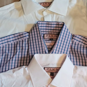 Thomas Pink Lot of 3 Dress Shirts 15.5 x 34